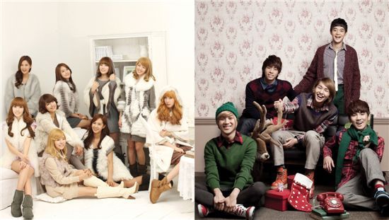 Girls' Generation (left) and SHINee (right) [Danal]. A 2011 calendar 